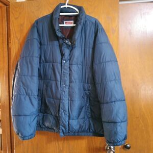 Vintage Levis Jacket Men’s Size XXL 2XL Blue Puffer Coat Full Zip Pockets